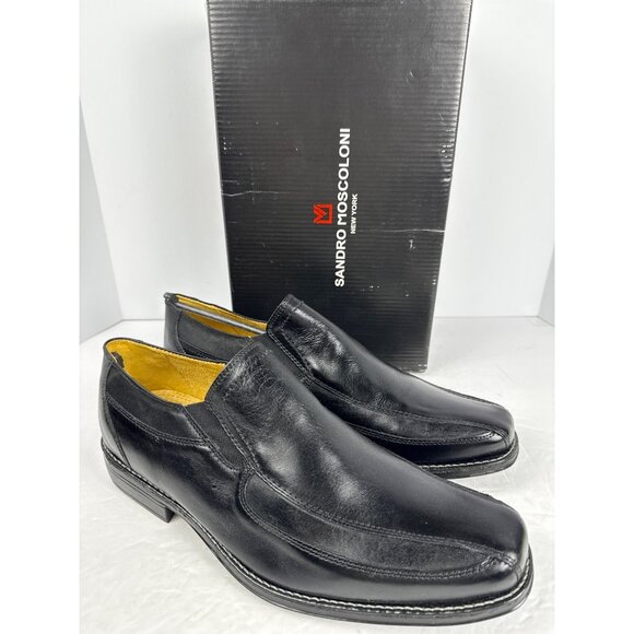 Sandro Moscoloni Men's Berwyn Venetian Leather Black Slip On Loafers Size 12 D - Picture 10 of 10